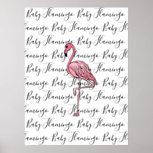 Flamingo roze flamingo, roze tropische vogel poster