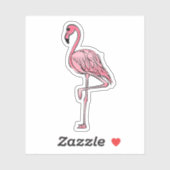 Flamingo | roze flamingo, roze tropische vogel sticker (Vel)