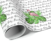 Flamingo, roze flamingo, tropische oerwouden blade cadeaupapier (Rol Hoek)