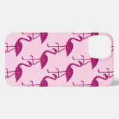 Flamingo roze glitter sparkles patroon iPhone hoesje (Achterkant horizontaal)