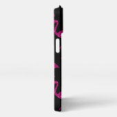 Flamingo roze glitter sparters zwart patroon iPhone hoesje (Rechterkant)