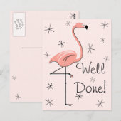 Flamingo Roze "Goed gedaan" verticaal briefkaart (Voorkant / Achterkant)