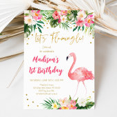Flamingo roze goud eerste verjaardag kaart