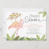 Flamingo roze gouden meisje baby shower kaart (Voorkant)