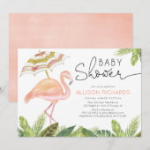 Flamingo roze gouden meisje baby shower kaart (Voorkant / Achterkant)