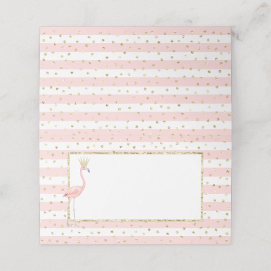 Flamingo roze goudkleurige kleine voedseltent plaatskaartje (Buitenkant ongevouwen)