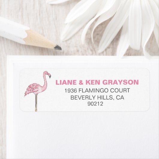 Flamingo Roze Grijs Modern Clean Etiket (Insitu)