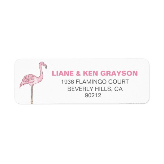 Flamingo Roze Grijs Modern Clean Etiket (Voorkant)