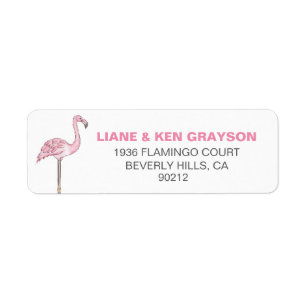 Flamingo Roze Grijs Modern Schoon Etiket