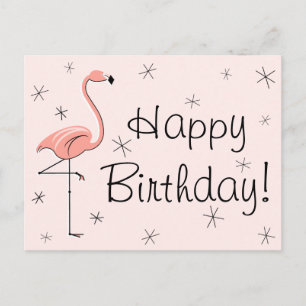 Flamingo Roze "Happy Birthday!" briefkaart