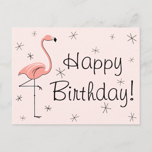 Flamingo Roze "Happy Birthday!" briefkaart (Voorkant)