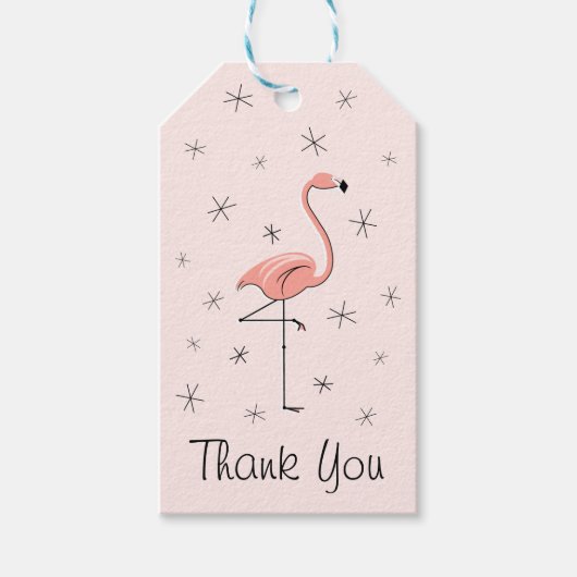 Flamingo Roze Hartelijk dank labels Cadeaulabel (Voorkant)