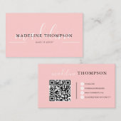 Flamingo Roze kalligrafie-script QR-code Visitekaartje (Voorkant / Achterkant)