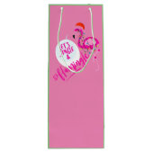 Flamingo Roze kerstverlichting tas Wijntas Wijn Cadeautas (Achterkant)