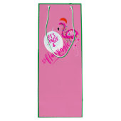 Flamingo Roze kerstverlichting tas Wijntas Wijn Cadeautas (Achterkant)