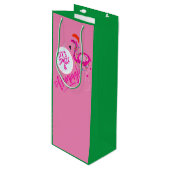 Flamingo Roze kerstverlichting tas Wijntas Wijn Cadeautas (Voorkant Gekanteld)