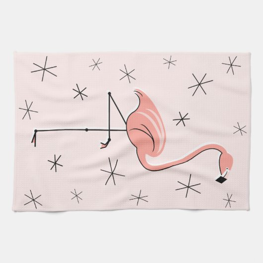 Flamingo Roze keukenhanddoek (Horizontaal)