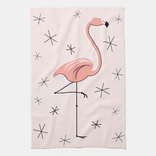 Flamingo Roze keukenhanddoek (Verticaal)