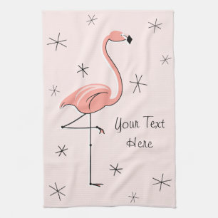 Flamingo Roze keukenhanddoek voor tekst