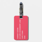 Flamingo roze kleurnaam bagagelabel (Achterkant verticaal)