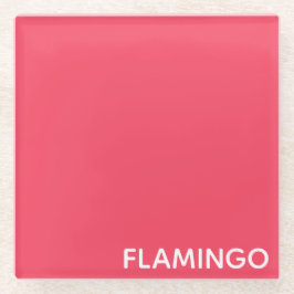 Flamingo roze kleurnaam glazen onderzetter