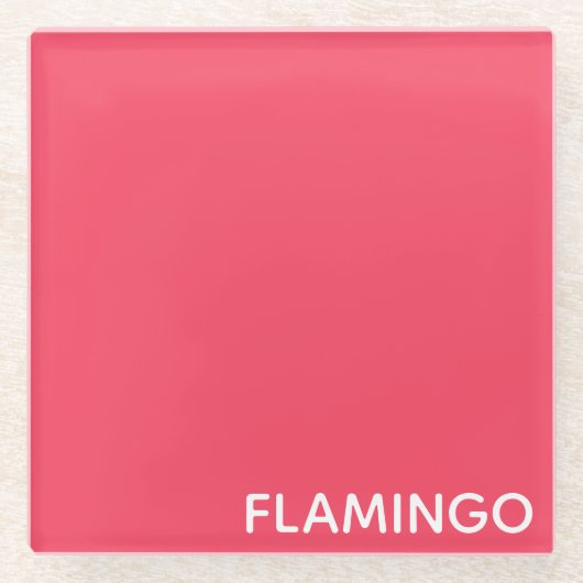 Flamingo roze kleurnaam glazen onderzetter (Voorkant)
