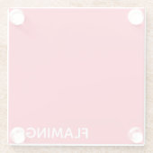 Flamingo roze kleurnaam glazen onderzetter (Achterkant)