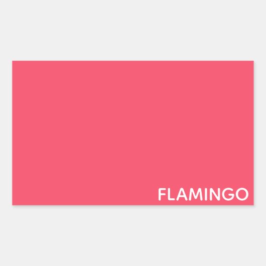 Flamingo roze kleurnaam rechthoekige sticker (Voorkant)