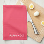 Flamingo roze kleurnaam theedoek (Quarter Fold)