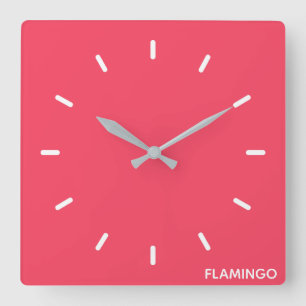 Flamingo roze kleurnaam vierkante klok