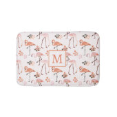 Flamingo Roze Koraal Monogram Patroon Badmat (Voorkant)