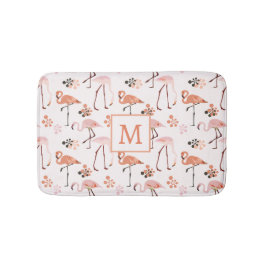 Flamingo Roze Koraal Monogram Patroon Badmat
