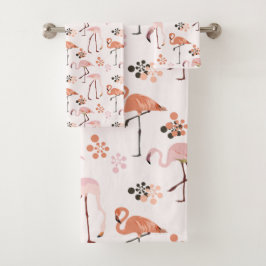Flamingo Roze Koraal Patroon Bad Handdoek