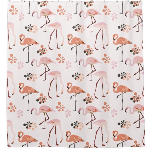 Flamingo Roze Koraal Patroon Douchegordijn (Voorkant)