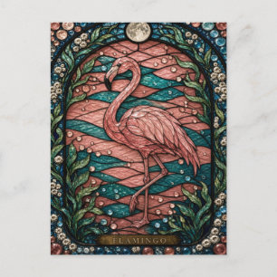 Flamingo Roze Lagune Illumina Glas in Lood Briefkaart