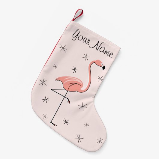 Flamingo Roze Naam met één zijde Kleine Kerstsok (Voorkant (Hangend))