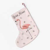 Flamingo Roze Naam stockeren Kleine Kerstsok (Achterkant (Hangend))