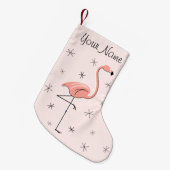 Flamingo Roze Naam stockeren Kleine Kerstsok (Voorkant (Hangend))