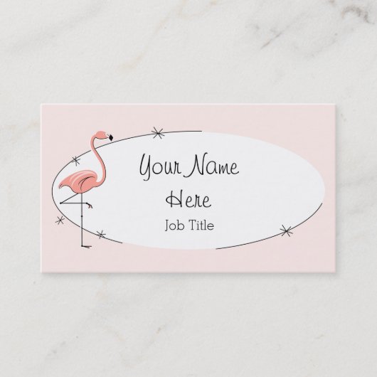 Flamingo Roze ovaal visitekaartje (Voorkant)