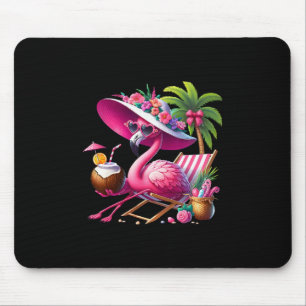 Flamingo Roze Palmboom Tropisch Strand Zomer Vakan Muismat