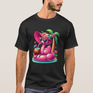 Flamingo Roze Palmboom Tropisch Strand Zomer Vakan T-shirt