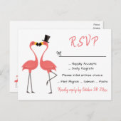 Flamingo Roze RSVP Bruiloft Tropische Luau Strand Uitnodiging Briefkaart (Voorkant / Achterkant)