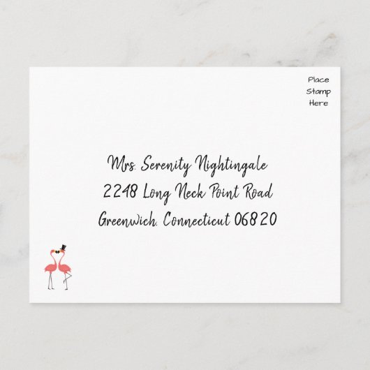 Flamingo Roze RSVP Bruiloft Tropische Luau Strand Uitnodiging Briefkaart (Achterkant)