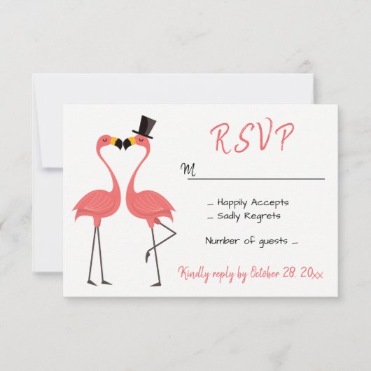 Flamingo Roze RSVP Huwelijk Tropische Party Beach (Voorkant)