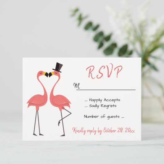 Flamingo Roze RSVP Huwelijk Tropische Party Beach (Staand voorkant)