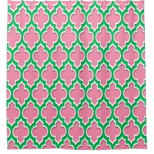 Flamingo Roze Smaragdgroen Wit XL Marokkaans #4DS Douchegordijn
