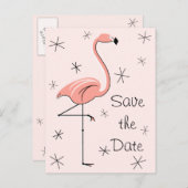 Flamingo Roze "sparen de datum"verticaal briefkaar Aankondigingskaart (Voorkant / Achterkant)