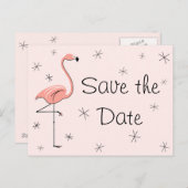 Flamingo Roze "sparen het briefkaart van de Datum" (Voorkant / Achterkant)