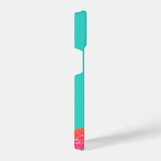 Flamingo roze sparkles Personaliseer turquoise iPhone Hoesje (Rechterkant)