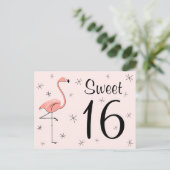 Flamingo Roze "Sweet 16"-briefkaart Briefkaart (Staand voorkant)